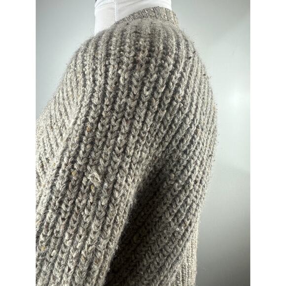 I.B. Diffusion Chunky Knit Ribbed Cardigan Sweater Marled Beige Brown Medium - Picture 13 of 16